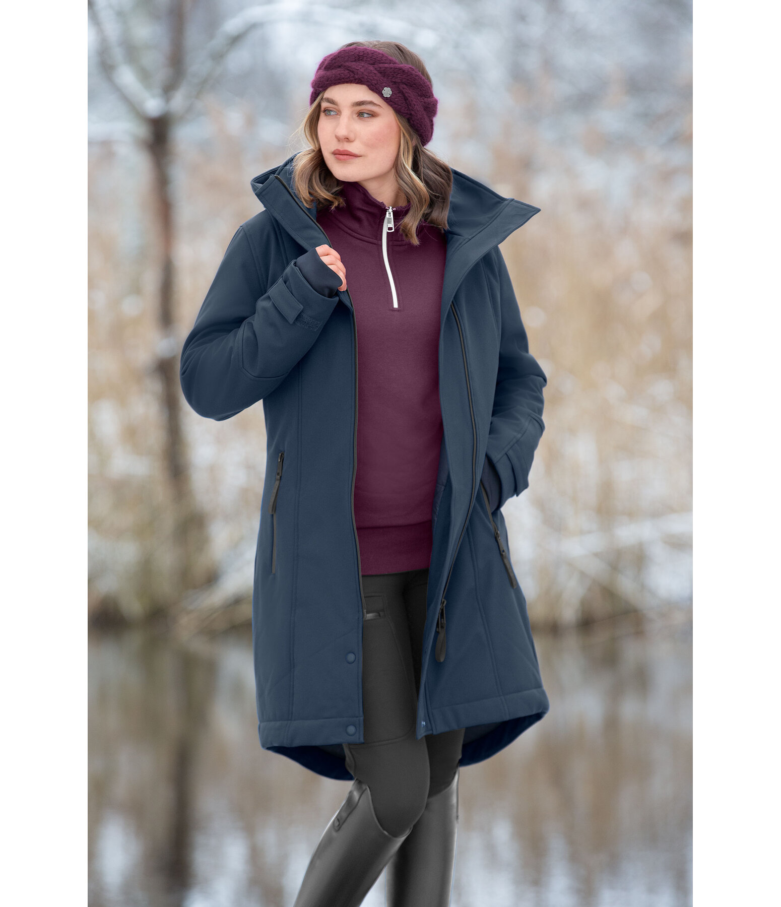 Kapuzen-Softshell-Reitmantel Aurelie