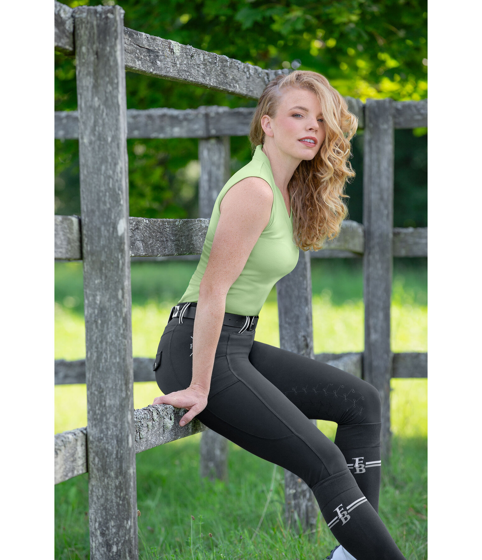 Grip-Reitleggings Kniebesatz Sanna