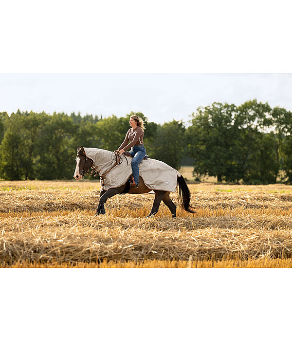 Western-Fliegen-Ausreitdecke mit einrollbarem Halsteil